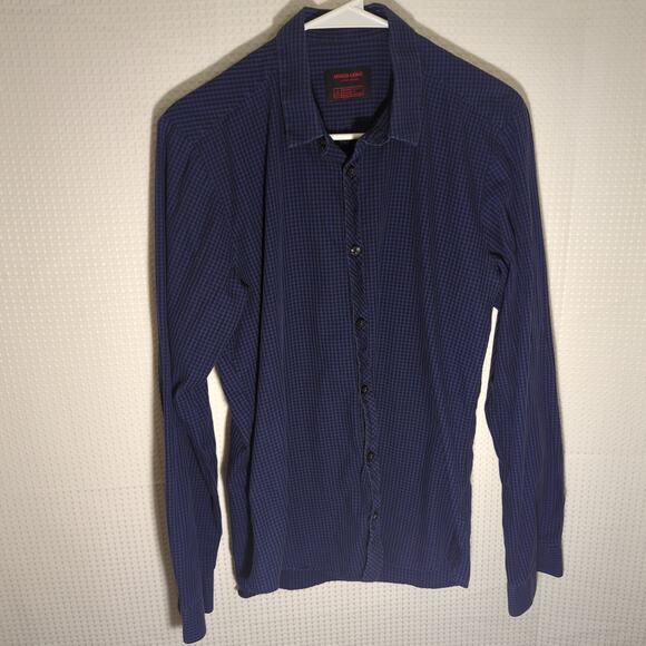 Jared Lang After Hours Slim Fit Shirt Large Blue Black Check Long Sleeve Turkey - Picture 1 of 8